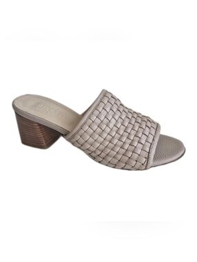 Napoleoni Italy Shoes Beige Woven Leather Slip On Sandals Size 38